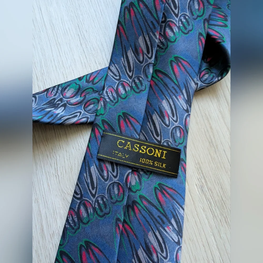 Silk Tie Men's Cassoni Vintage 100% Silk Tie Made In Italy
